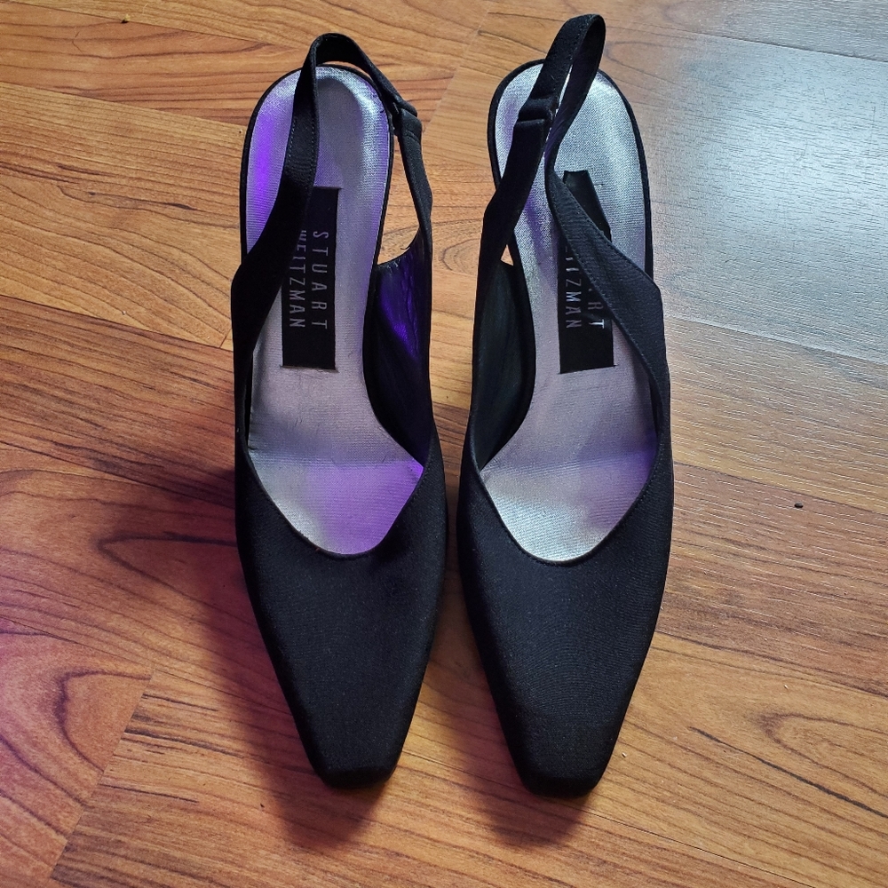 Vintage Black and Silver Rhinestone Stuart Weitzman Heels Size 5.5